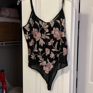express NWT mesh and embroidered detail bodysuit